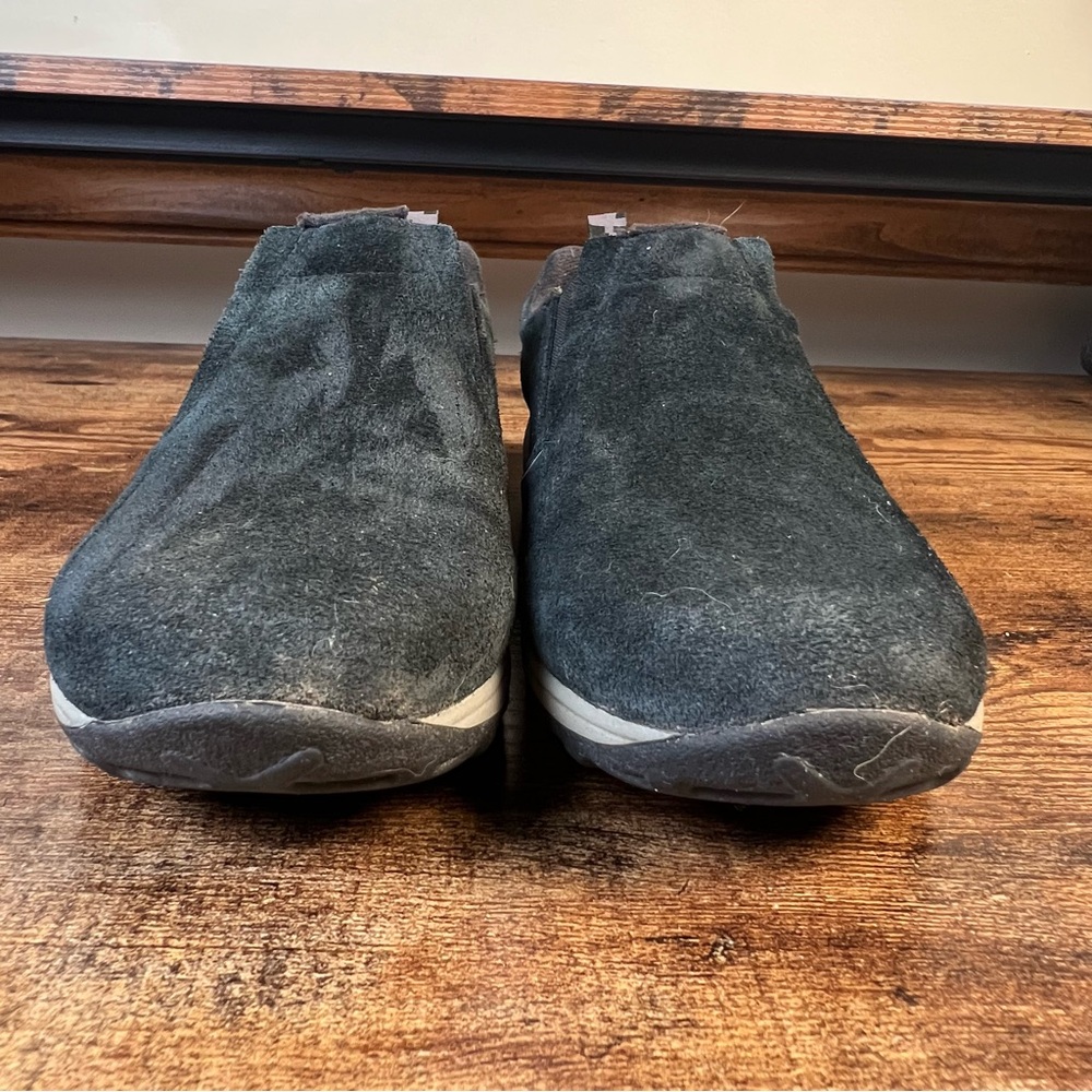 Merrell Suede Leather Clog Slip On Shoes Black Camo Tag Walking Trail Size 4 - Picture 3 of 11